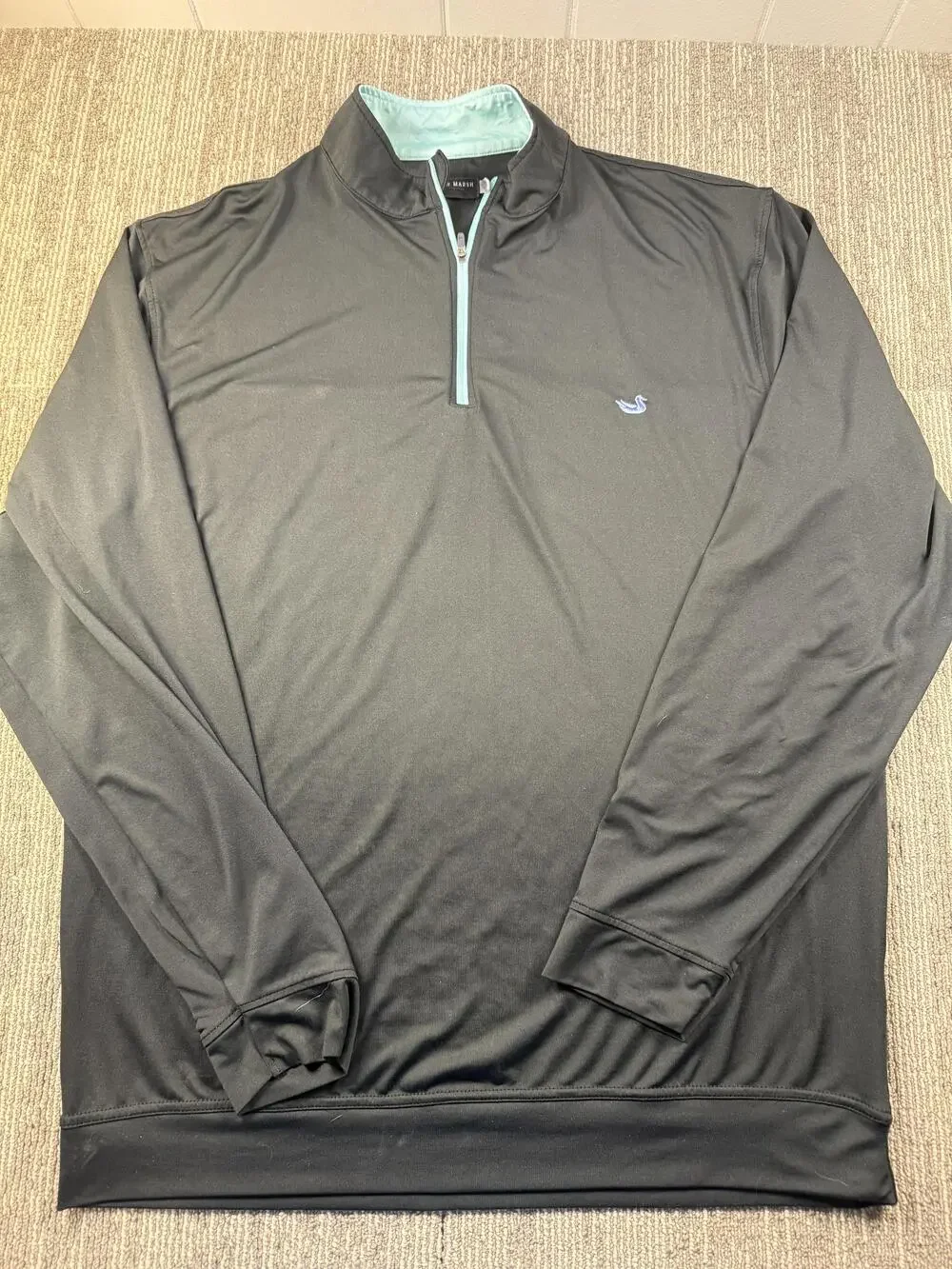 Southern Marsh Pullover Mens Large Black Quarter Zip Mock Neck Casual Top